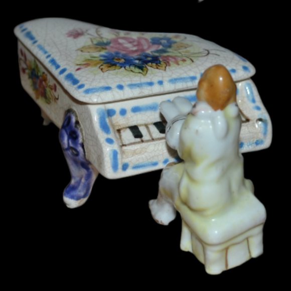 Vintage 3 Piece Piano Set 2 Pianos Piano Player Floral Design Japan - Picture 5 of 14